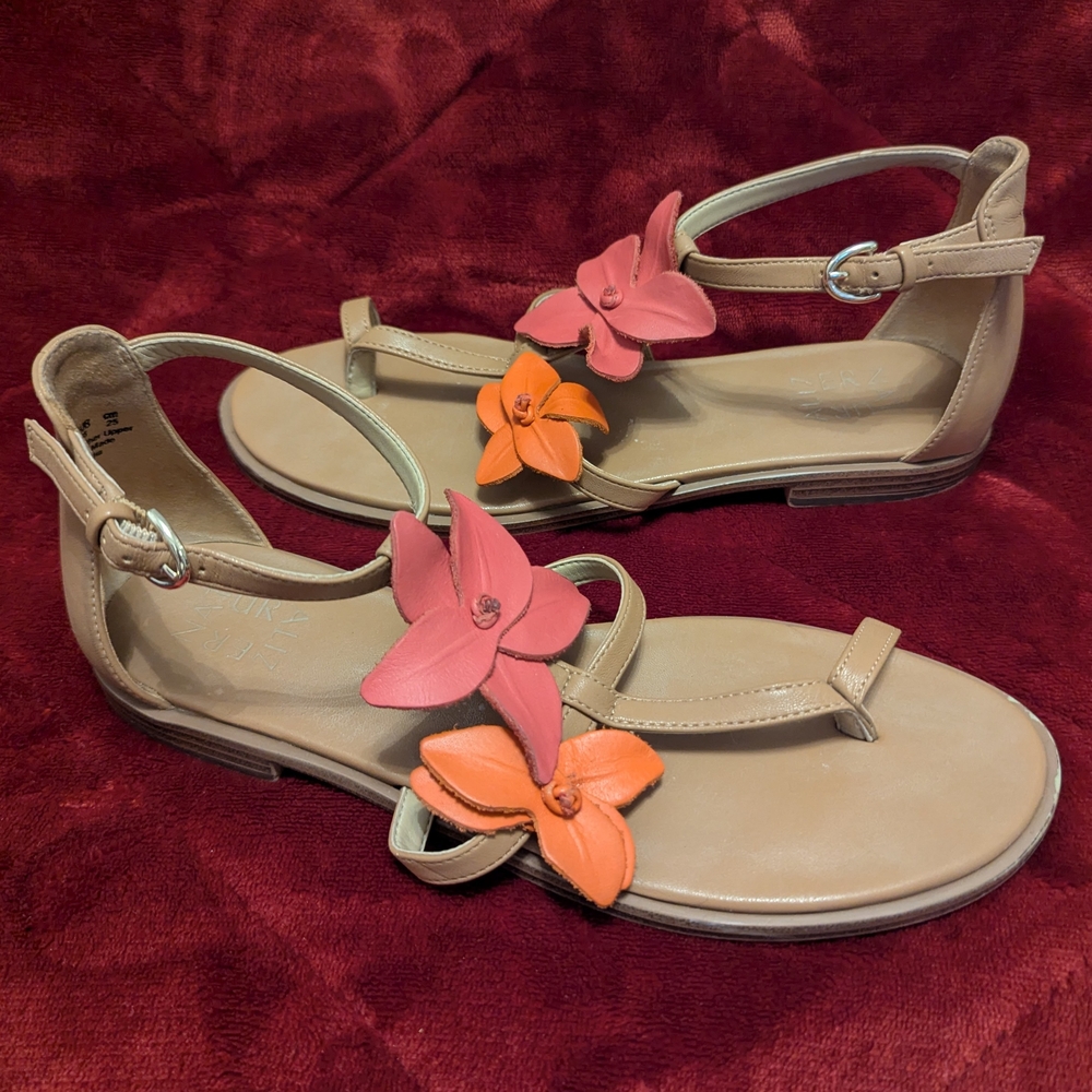 Floral Sandals with Orange and Pink Accents